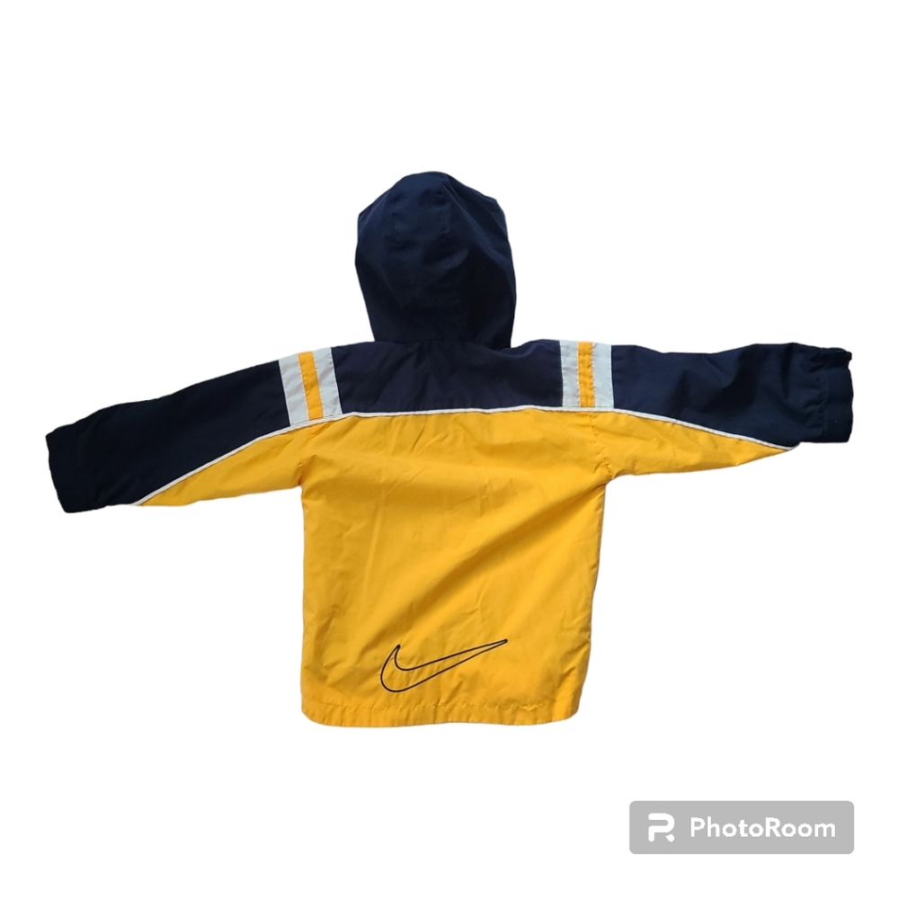 Nike jacket 4T‎ midnight navy yellow white swoosh hooded windbreaker - Picture 10 of 11
